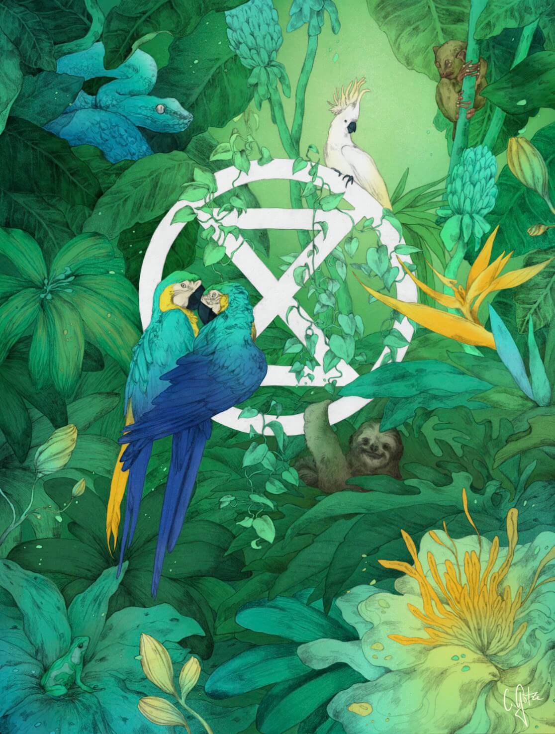 Extinction symbol with birds